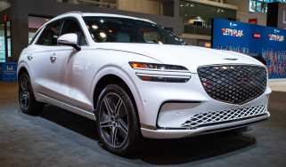 Genesis Electrified GV70 on display at New York Auto Show - front